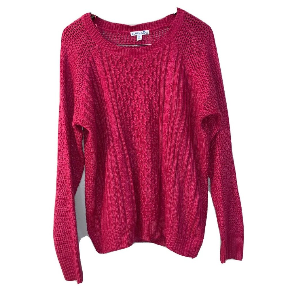 BLUEheart Sweater Raspberry Pink Cable Knit Light Breathable Women's 2XL